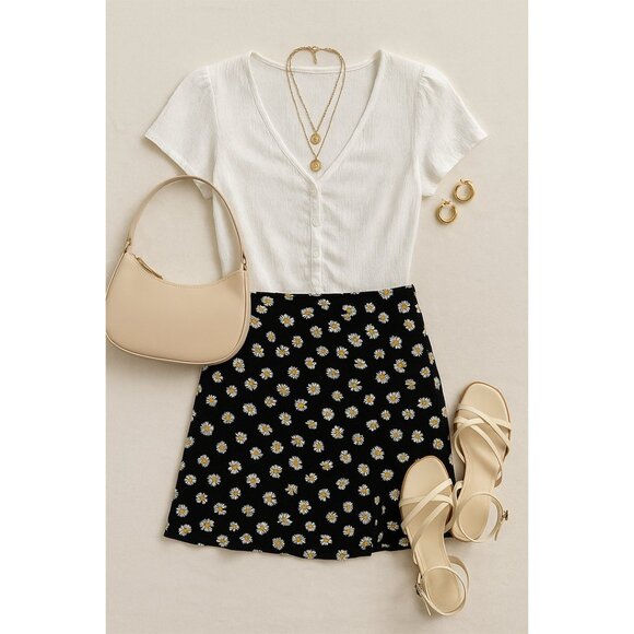 Hollister Mini Skirt | Ultra High Rise Daisy Print | Size Medium - Picture 1 of 7